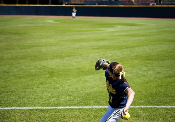 Michigan junior Lyndsay Doyle warms up before the first game against Louisiana-Lafayette on Saturday, May 25. Daniel Brenner I AnnArbor.com